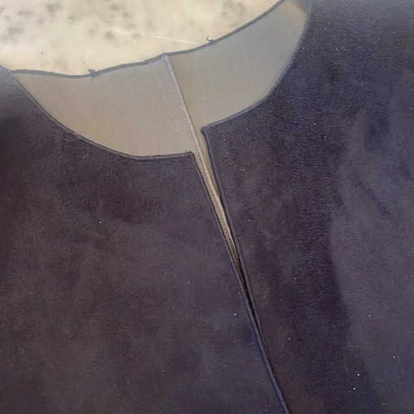 Navy blue and grey reversible suede coat sizes large medium - Picture 4 of 7